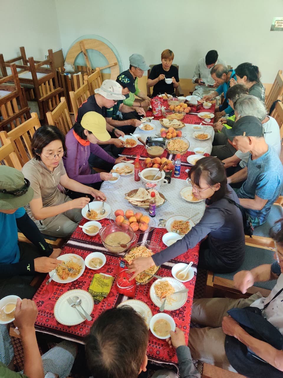 Guests sharing a traditional meal together